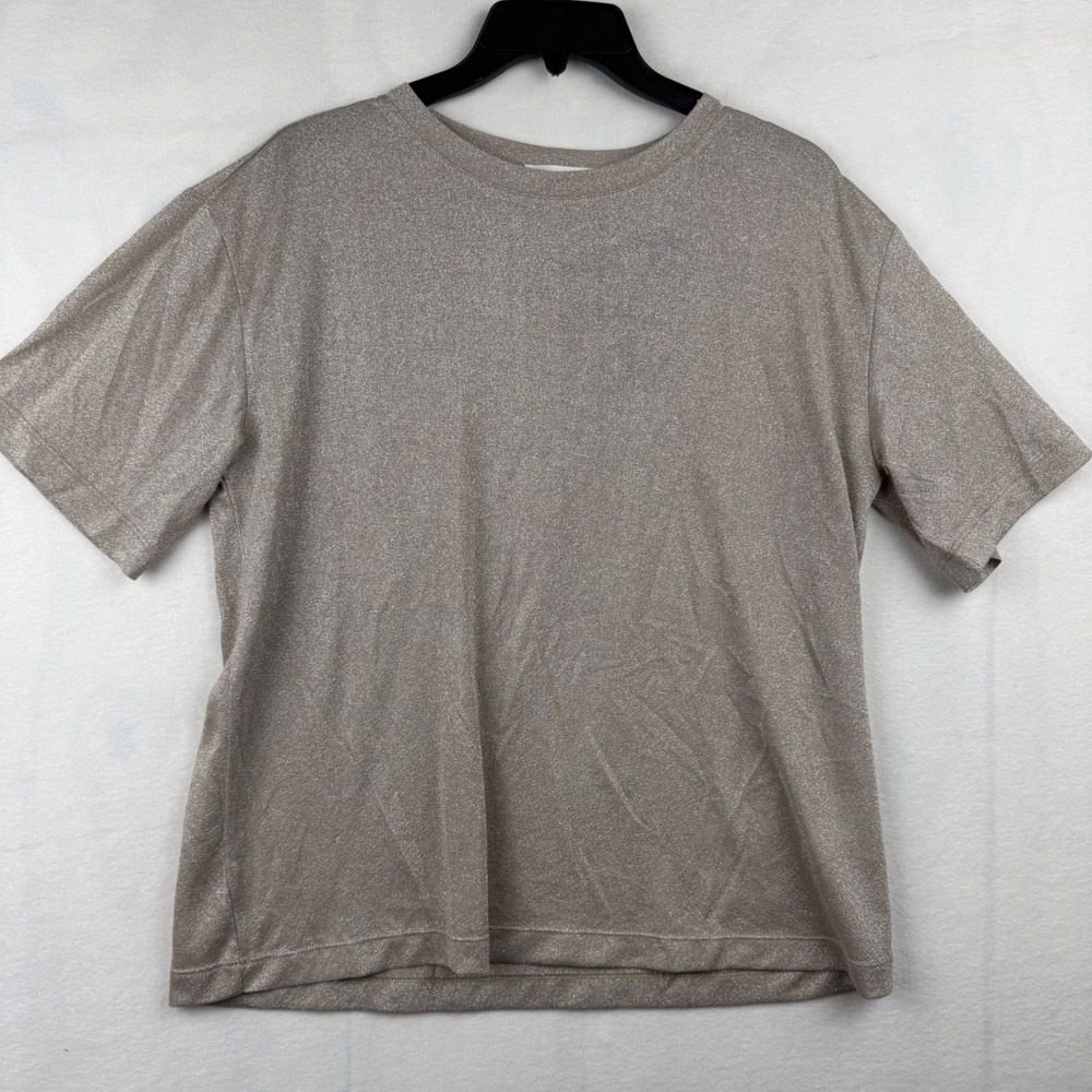 Mod‎ Ref Shimmer Top Women's Size S Short Sleeve Party Sparkle Crew Neck